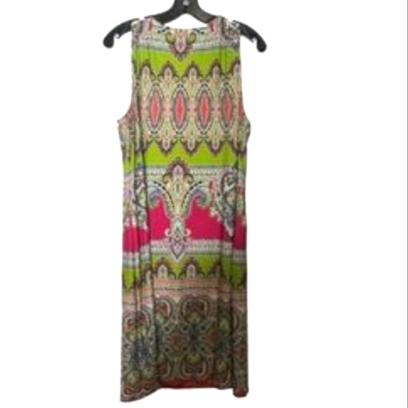 IVY LANE Paisley Slinky Multicolor Lace-up Tie Sleeveless Stretch Dress EUC - Picture 5 of 10